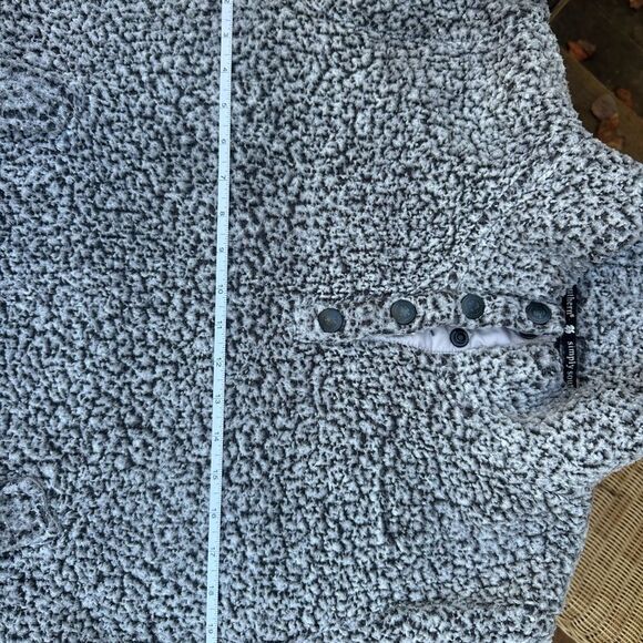 Simply Southern Womens Heathered Charcoal Gray Sherpa Fleece Pullover Buttons - Picture 10 of 12